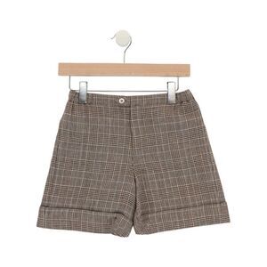 Gucci Wool Blend Plaid Shorts Brown Boys